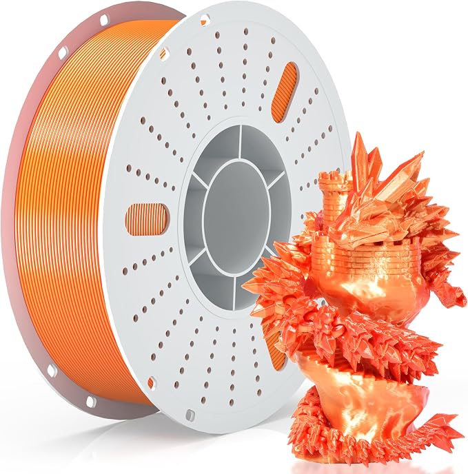 PINBALL Silk PLA 3D Printer Filament 1.75mm Shiny Silk Dual Color Filament 3D Printing PLA Filament Dimensional Accuracy +/- 0.02mm 1 KG Silk Dual Color Golden-Red