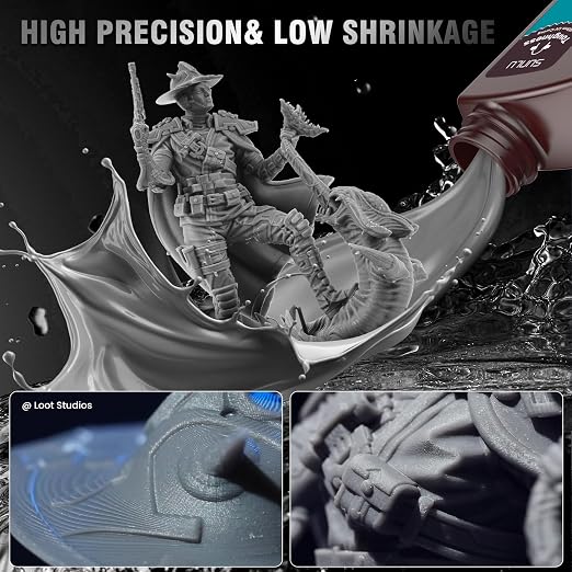 SUNLU High Toughness 3D Printer Resin, Enhanced Flexible 3D Printing Photopolymer Resin, 405nm UV Fast Curing 3D Resin for Most LCD DLP SLA Resin 3D Printers, Bendable and not Brittle, 1KG Grey