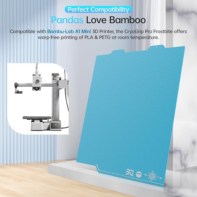 BIQU CryoGrip Pro Frostbite for Bambu-Lab A1 Mini 3D Printer 184x184mm Cold Build Plate Room Temperature Print Double Sided Upgrade Spring Steel Sheet Removable Surface Platform