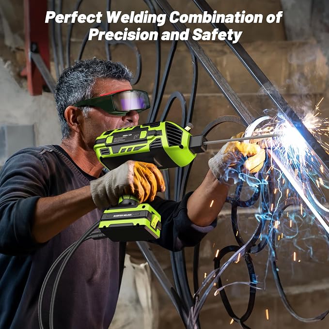 Portable Welding Machine 110V with Auto Darkening Goggles, 5 Variable Current Adjustment for 3/32"-1/8" Rods, E6013 3/32" Welding Rod 14'' Low-Carbon Steel Welding Electrode with Easy Arc Start