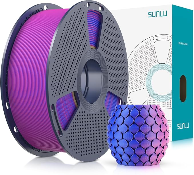 SUNLU Dual Color Matte PLA Filament 1.75mm, Matte 3D Printer PLA Filament, PLA Filament 1kg Spool (2.2lbs), Dimensional Accuracy +/- 0.02mm, Blue Red