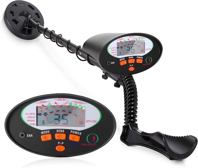 Pyle Pinpointer Metal Detector | Handheld Metal Detector W/High Sensitivity | Built-in Speaker | Comfortable Arm Support | 5 Detection Modes | Find Gold, Silver, Iron, Coins & Jewelry (PHMD74), Black
