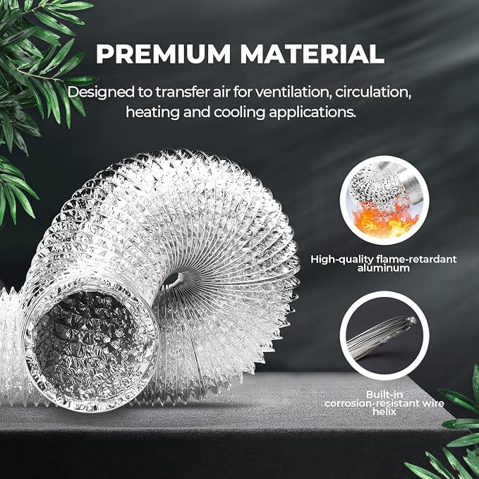 iPower 4 Inch 154 CFM Inline Ventilation Fan with Variable Speed Controller and 4” Air Carbon Filter 8 Feet Ducting, Combo Set for Grow Tent