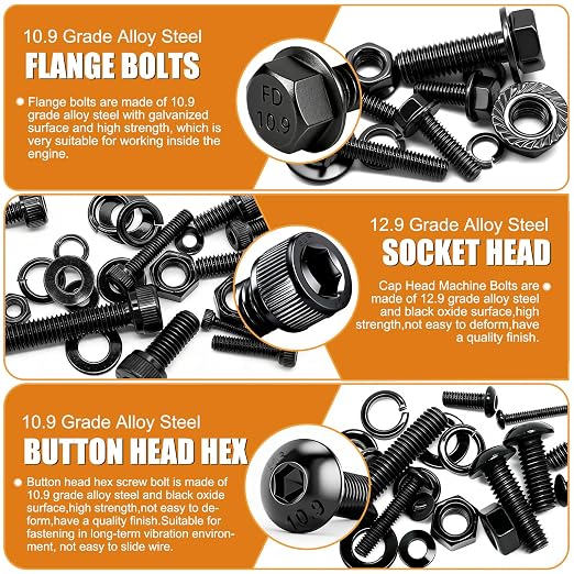 mankk 3160PCS Metric Bolts and Nuts Assortment Kit-Flange Bolt,Hex Socket Button Screws,Cap Head Screws 42 Sizes M2 M3 M4 M5 M6x1.0 M8x1.25 M10x1.5(4-45mm) with Lock & Flat Washers