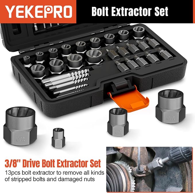 40-Piece Metric Bolt & Screw Extractor Set with Left Hand Cobalt Drill Bit Set, Easy Out Broken Stripped Screw Removal Tool for Damaged, Frozen, Studs, Rusted, Rounded-Off Bolts, Nuts & Screws
