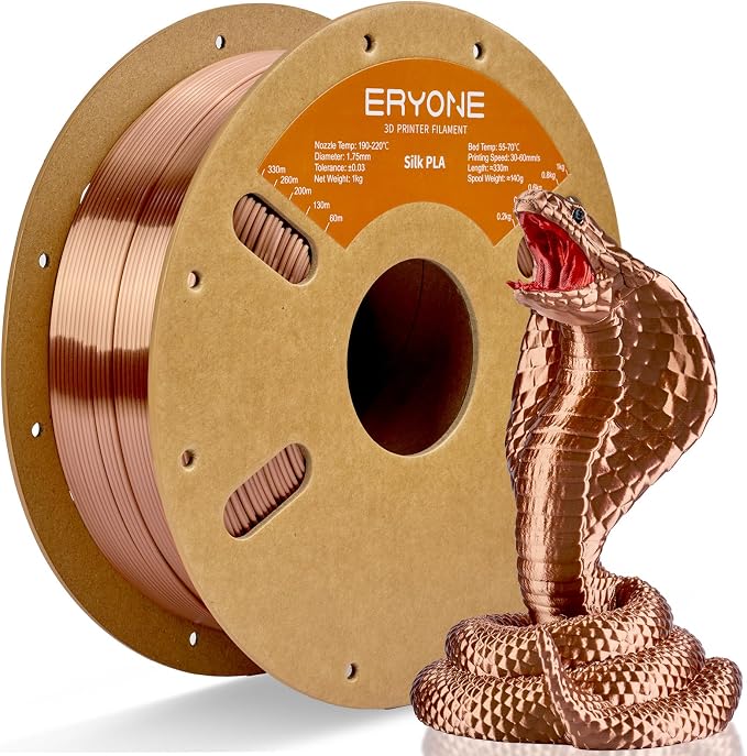 ERYONE Silk PLA Filament for 3D Printer 1.75mm +/- 0.03mm, Shiny Filament 1kg (2.1lbs)/Spool, Coffee Gold