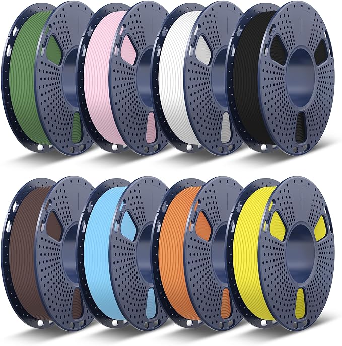 TECBEARS High Speed Matte PLA Filament Bundle for Most 3D Printers | Rapid PLA, 250g Spool, 8 Rolls, 2kg Total, Individually Vacuum Packed, Suitable for Christmas Gift, Art, Home Decor
