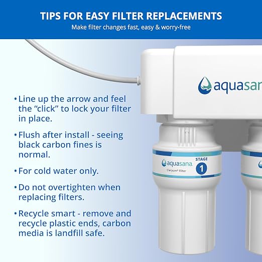 Aquasana® AQ-5200R Genuine Replacement | AQ-C2-R | 2 Stage Water Filters | WQA Certified to NSF Standards | Claryum® Under Sink Filter | Reduces Up to 99.99% of PFAS, Lead & Chlorine