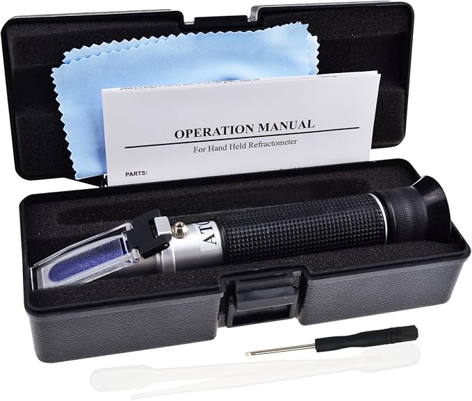 0-10% Brix Refractometer with ATC Low-Concentrated Sugar Content Solutions Accuracy 0.1% Maple Sap Cutting Liquid CNC Maple Syrup Makers Tea