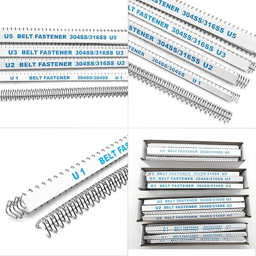 12'' U1 Conveyor Belt Splicer Stainless Steel Wire Hooks Belt Fastener PVC Conveyor Belt Joint Buckle Needle Buckle Belt Type （Box of 12）