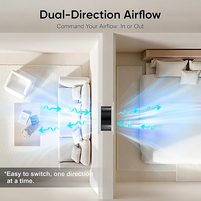 2PCS 8" Room to Room Air Transfer Fan with Remote, Through Wall Fan | 2PCS 8" Room to Room Fan with Temperature Control, Reversible Airflow Design, 10 Speeds, Quiet Balance Exhaust for Bedroom