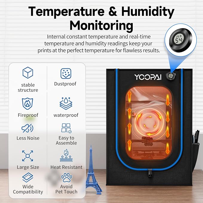 YOOPAI 3D Printer Enclosure with Ventilation Kit & LED, Premium Fireproof Dustproof Constant Temperature Protective Cover for Creality Ender 3 V3 SE/KE/Ender 3/3 Pro/3V2/3S1/Neo/Neptune 4/3 pro 4pro