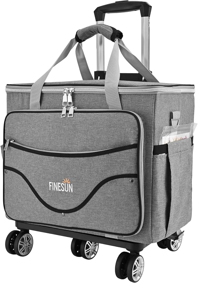 Rolling Teacher Tote Bag with Wheels, Heavy Duty Wheeled Craft Organizer Bag, Portable Art Scrapbook Storage Cart, Travel Office Carry Tote for Women Teachers Craft Supplies Storage Grey
