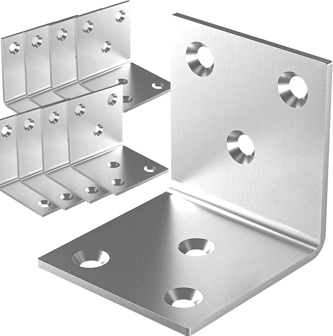 20Pcs Stainless Steel Angle Bracket, 2"x2"x2" Heavy Duty L Brackets for Wood, 50MM 2Inch Wide Corner Brackets Metal Corner Brace 90Degree L Shape Bracket for Wooden Frame Bed Furniture Bookshelf