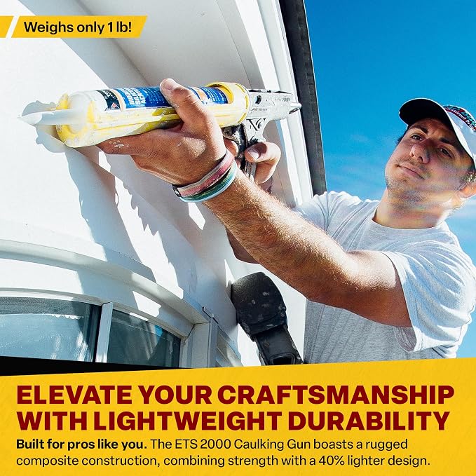 Dripless ETS2000 Ergo Composite Caulk Gun | Dripless Caulking Gun for 10 oz Cartridges or Tubes | Lightweight Body | 12:1 Thrust Ratio | Pro Painter Preferred | 4 Pack