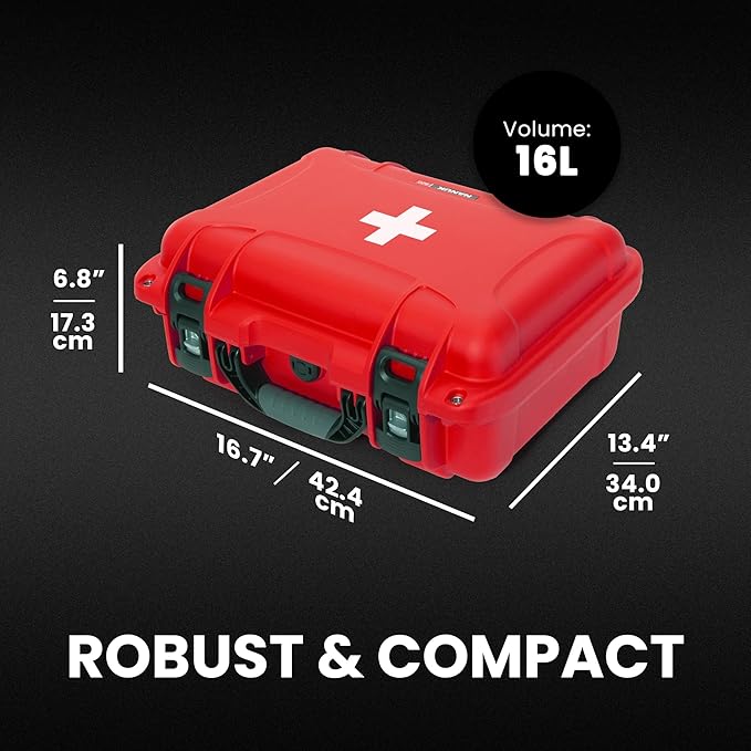 NANUK 920 Waterproof First Aid Box Empty – Durable, Medical First Aid Organizer Case, IP67-Rated, Dustproof, Impact-Resistant, and Floats (15" x 10.5" x 6.2") – Red | IP67 Waterproof and Dustproof, Floats, Interior 15 X 10.5 X 6.2 in, Nk-7 Resin Shell,...