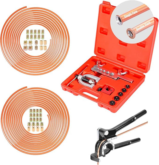 3/16" Flaring Tool Kit + 3/16" & 1/4" Copper Brake Line Kits + Tube Bender