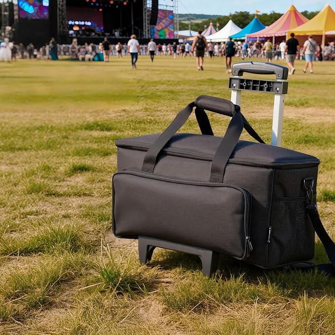 VEVOR Rolling DJ Cable Bag, 1680D, Padded File Gig Bag with Wheels, 6 Detachable Divider, Travel Storage Music Gear Case, for Professional DJ Gear, Musical Instrument and Accessories, Sound Equipment