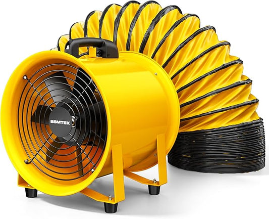 12 Inch High-Portable Exhaust Fan, 3500CFM 550W with 33FT Duct Hose, Low-Noise Industrial Portable Ventilator Blower for Basements, Workshops, Warehouses, Confined Spaces