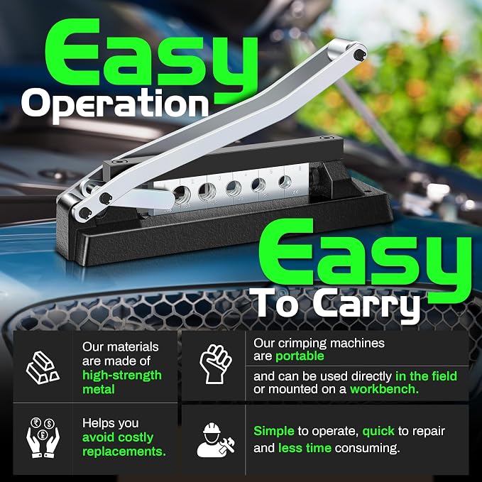 Heavy Duty Standard Hose Crimper, Hose Crimping Tool, with Ferrules (50PK) 0.593 Inch ID x 1 Inch & 0.656 Inch ID x 1 Inch for 1/4, 5/16, 3/8 Inch PVC and rubber hoses, Air Hose Crimping Tool