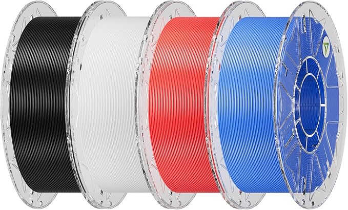 Creality Hyper PLA Filament 1.75mm Bundle 4KG, RFID 3D Printer Filament for High-Speed Printing up to 600mm/s, ±0.03mm Accuracy, 3D Printing Filament for Most 3D Printers (Black&White&Red&Blue)