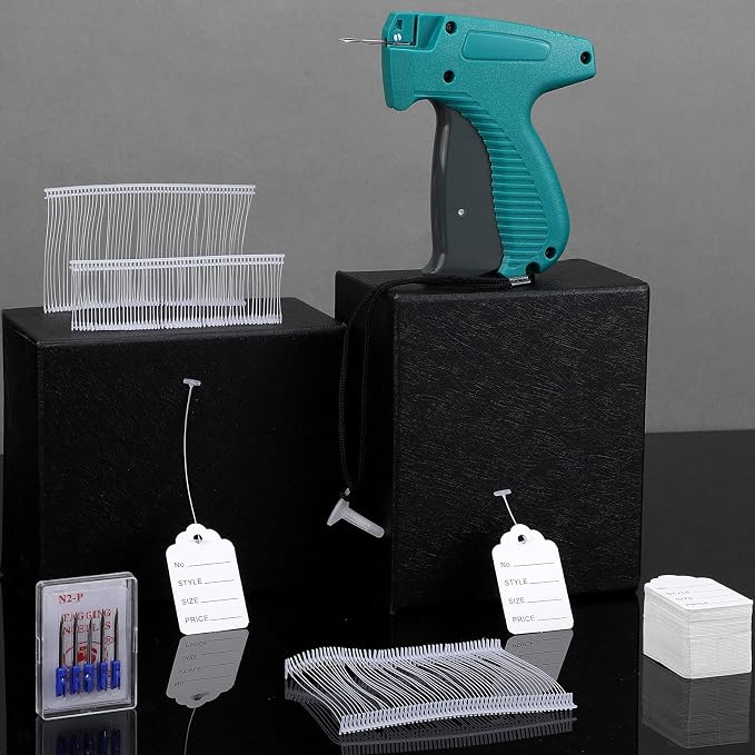 Honoson 2006 Pcs Clothing Price Tags with Gun Set, Including 1 Garment Price Tag Attacher with 5 Steel Needles 500 Clothing Label and 1500 Plastic Fasteners Barbs(Creative Style)