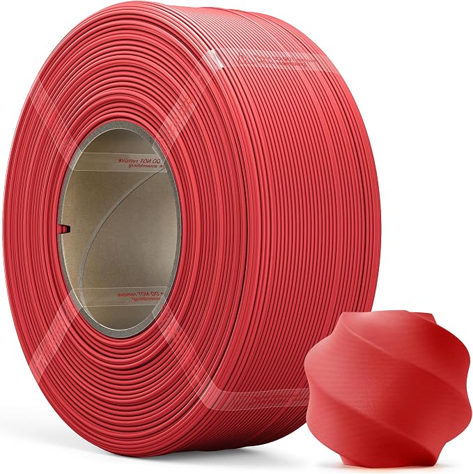 Red Matte PLA Refill Filament 1kg (2.2lbs) for Reusable Spools, 1.75mm Spool-Less 3D Printing Filament, Compatible with Bambu Lab 3D Printers