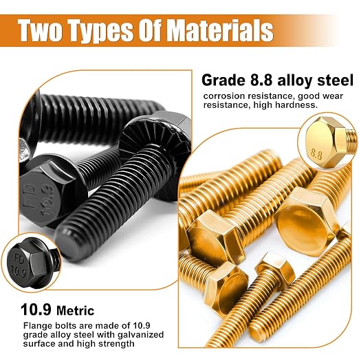 mankk 1004PCS Metric Bolt Assortment Kit and Flange Bolts and Nuts Assortment Kit M4 M5 M6 M8 (12mm to 30mm) with Matching Nuts and Lock Washers