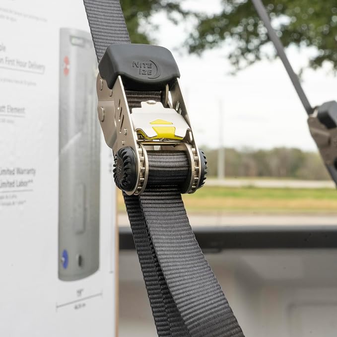 Nite Ize CamJam Ratchet Strap System - Easy-Release Patented Lever Pawl - Tie Down Straps & Ratchet with Adjustable Positioning for Varied Configurations - 1000 lb Working Load Limit - Large (2 Pack)