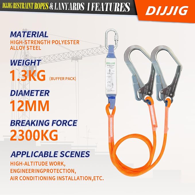 Safety Harness Fall Protection Kit with Shock Absorbing Lanyard & Suspension Trauma Safety Straps Upgrade Quick Buckles, Roofing Harness Construction Harness Para Construccion ANSI Compliant Orange