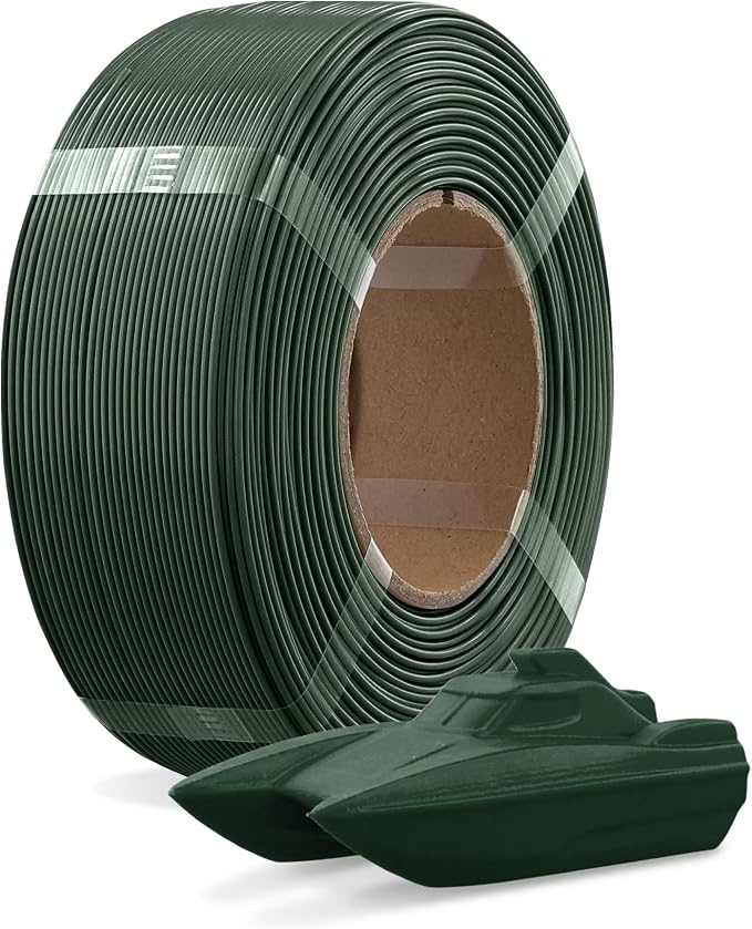 OVERTURE Refill PETG 1.75mm Spoolless 3D Printer Filament, 1kg (2.2lb) Refilament for Bambu Lab Reusable Spool, Accuracy +/- 0.02 mm, Fit Most FDM 3D Printers(Army Green)