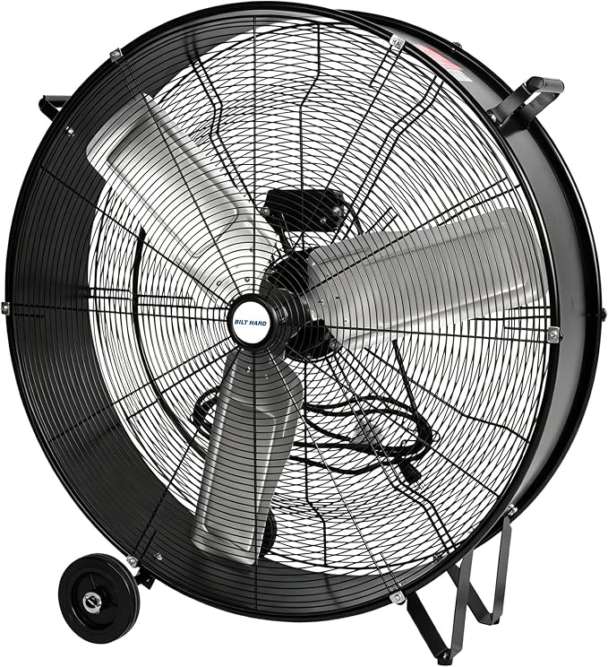BILT HARD 36" 21800 CFM High Velocity Drum Fan, 2-Speed Heavy Duty Industrial Shop Fan with Casters & Handles for Warehouse, Factory Workshop and Garage Use