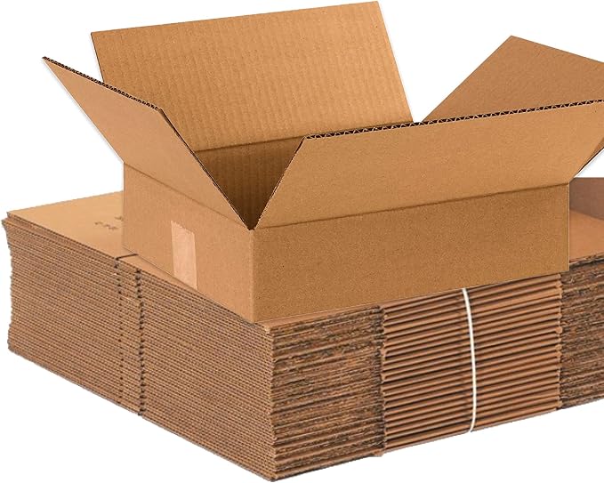 BOX USA Shipping Boxes 12"L x 10"W x 3"H 25-Pack - Flat Corrugated Cardboard Box for Packing, Moving and Storage