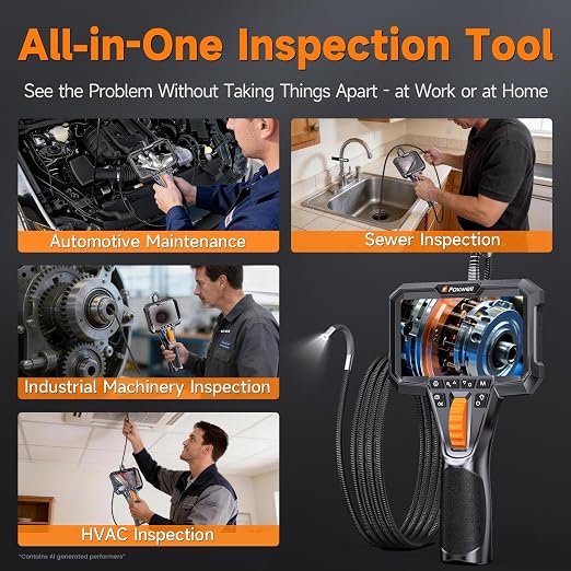 FOXWELL Elite 220° Two-Way Articulating Borescope, 0.24in Ultra-Slim Endoscope Camera with Light, 1920P HD, IP67 Waterproof, 5.3FT Flexible Snake Scope for Automotive Engine Pipe Home Inspection
