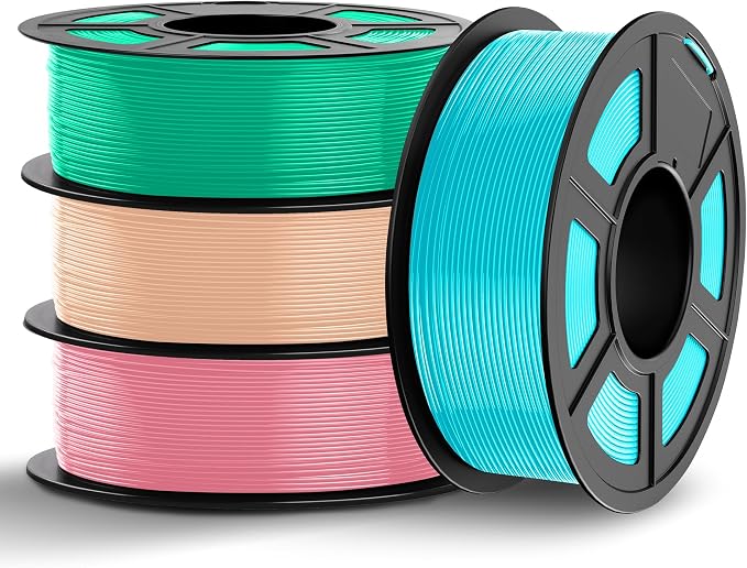 TECBEARS PETG Filament 1.75mm 4KG, 3D Printer Filament Bundle PETG, Strong Toughness, 4 * 1KG(1320M) Filament High Precision, Dimensional Accuracy ±0.02mm, Skin+Sakura Pink+Mint Green+Sky Blue