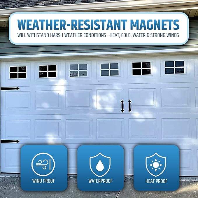 Premium Quality & Strong Magnetic Garage Door Decorative Hardware - Set of 2 Handles + 4 Hinges - Faux Garage Door Accents Kit for Curb Appeal | No Installation Needed | Will Never Fall Off