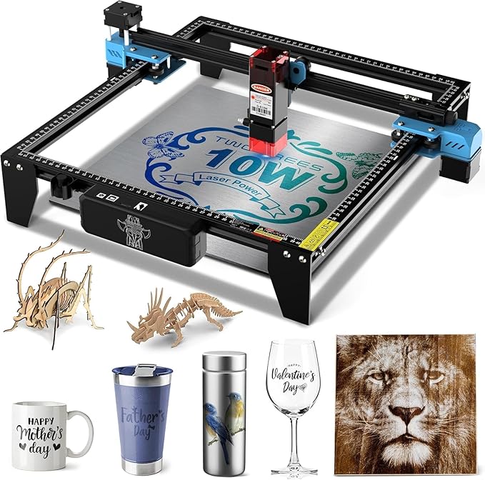 Twotrees TTS-10 Pro Laser Engraver,10000mW High Precision Laser Engraving Machine,Laser Cutter,30000mm/min Speed,0.069mm Laser Spot Engraver Machine for DIY,Wood,Metal,Acrylic,Glass,Stainless Steel