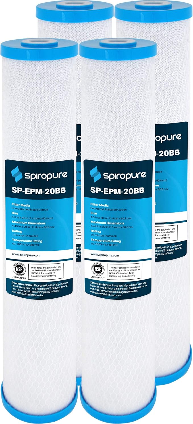 SpiroPure 10 Micron Carbon Block Filter EPM-20BB 155783-43 CB-45-2010 4Pack