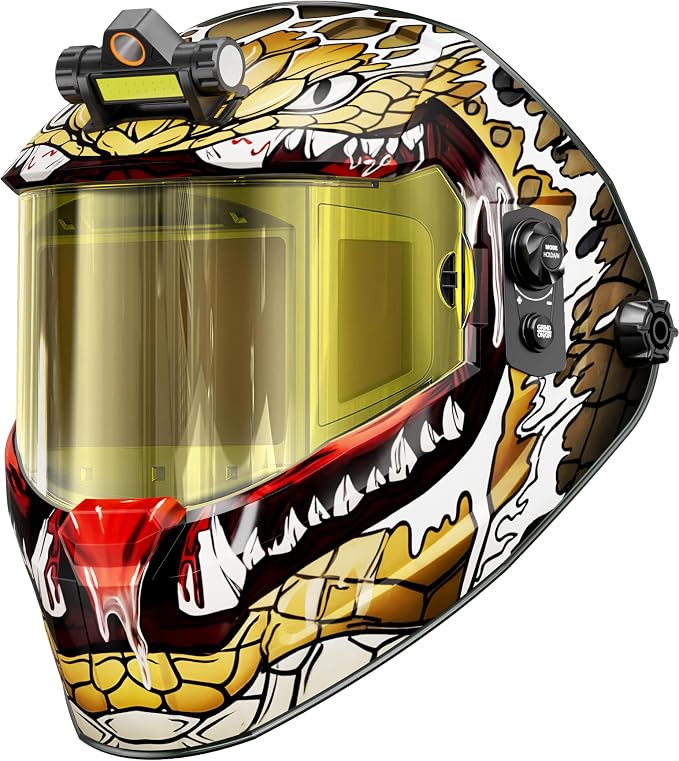 ANDELI Auto Darkening Welding Helmet with Light-Internal Digital Control Filter, 7.2"x3.2" Extra Wide Panoramic View, Type-C Fast Charging True Color Wide Shade 4/5-9/9-13 for Weld Cut Grind