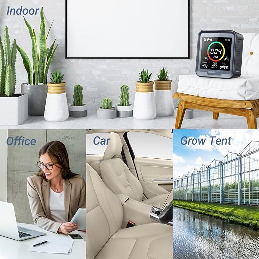 INKBIRDPLUS Air Quality Monitor Indoor Battery Powered | NDIR Sensor 6-in-1 Detector for CO2, PM2.5, PM10, AQI, Temperature and Humidity for Rooms,Grow Tents, Cellars, Offices | Air Quality Monitor Indoor