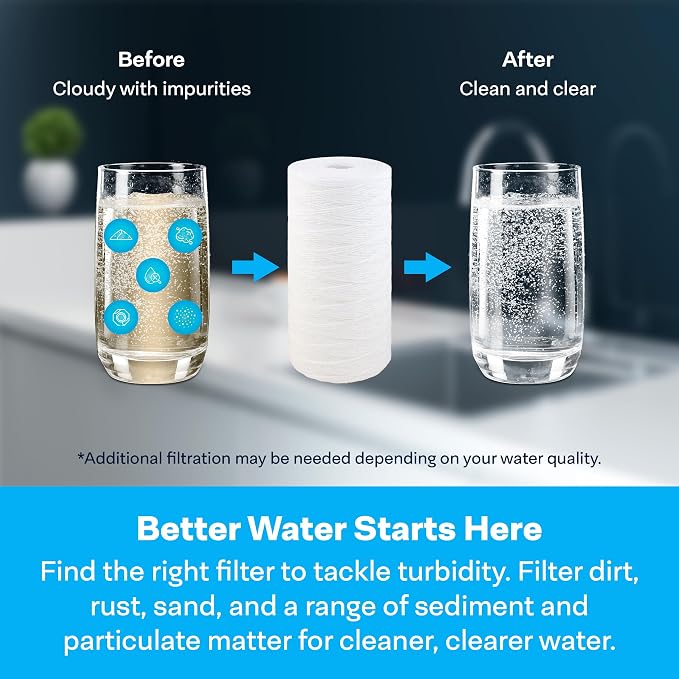 SpiroPure 10x4.5 25 Micron Sediment Water Filter WP25BB97P CW25-BBS, 8 Pack