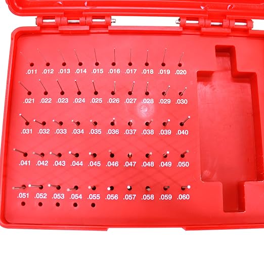 HFS(R) Pin Gage Set M0 Plus Steel Gauge with Storage Case for Carpenters and Home Improvement 50 PCS 0.011-0.060"