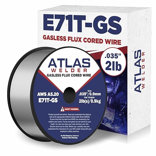 ATLASWELDER Flux Core Welding Wire, E71T-GS .035 Inch 2LB, Gasless Mild Steel MIG Welding Wire with Low Spatter for All Position Welding
