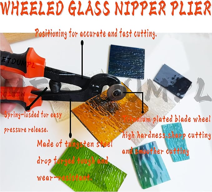 26pcs Stained Glass Kit，Glass Cutters Tools，Stained Glass Supplies,Heavy Duty Glass Running Pliers，Wheeled Glass Nippers，Breaker Grozer Pliers，Glass Cutter，for Stained Glass,Mosaics,Fusing,Breaking(3)