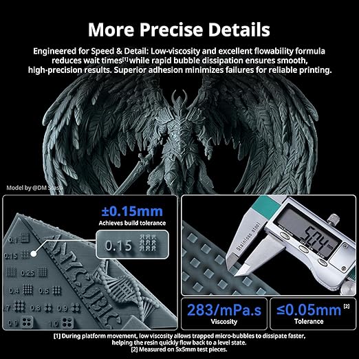 ANYCUBIC 2nd Gen Resin Technology ABS-Like Resin 2.0 Bundle, 3D Printer Resin with High Toughness, More Precise Details, Wide Compatibility for All LCD Resin 3D Printers (Black, 2kg in Total)