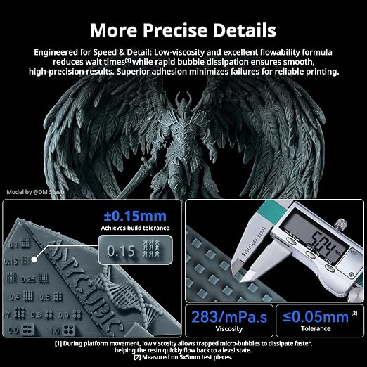 ANYCUBIC 2nd Gen Resin Technology ABS-Like Resin 2.0, 3D Printer Resin with High Toughness, More Precise Details, Low Odor, Wide Compatibility for All LCD Resin 3D Printers (Black, 1kg)