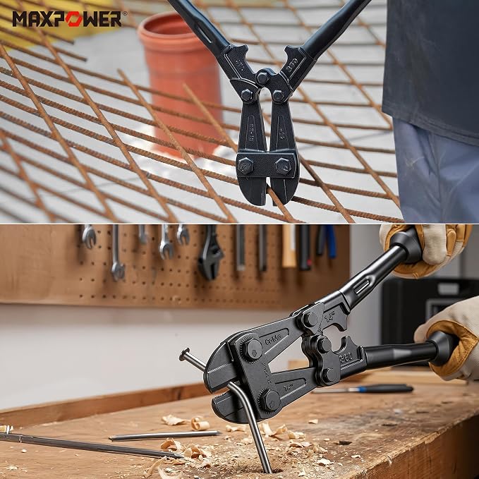 MAXPOWER 14-Inch Heavy Duty Bolt Cutter, Hardened Chrome Molybdenum Steel Blade, Ergonomic Rubber Handle