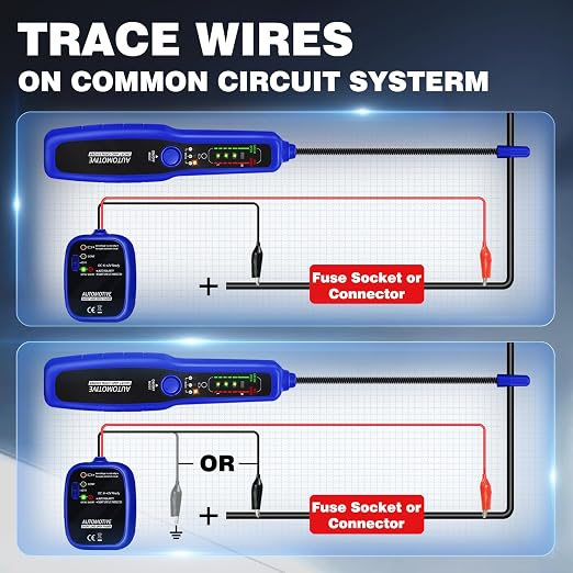 Automotive Wire Tracer Electrical Open & Short Finder Circuit Tester Wire Breaker Finder Fault Probe Kit Cable Toner Wire Tracker Continuity Test for DC 6-42V