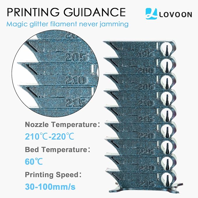 LOVOON 3D PLA Filament 1.75mm Sparkle Glitter, Burnt Titanium 3D Printer Filament, Sparkle in Sunlight Filament, Subtle Glitter Color Change, Galaxy Blue(Light Blue), 1KG(2.2lbs)/Spool