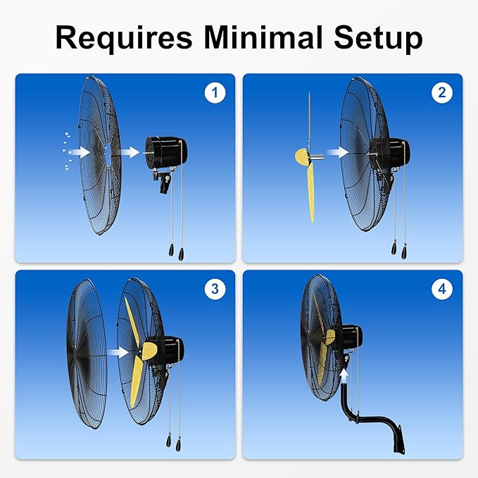 Uthfy 26" Wall Mount Fan,9200CFM High Velocity Wall Fan with 3-Speed,Outdoor Heavy Duty Industrial Oscillating Fan,Ideal for Patio,Garage,Shop,Warehouse,Factory,Greenhouse,Commercial,Porch,Indoor